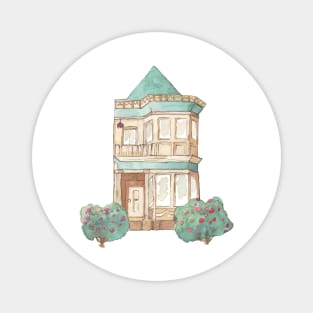 Vintage Watercolor House Magnet